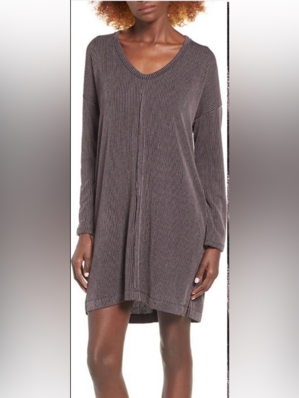 All in Favor Rib Knit Shift Dress in Olive/Black NWOT